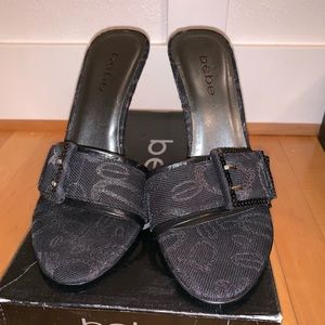 BeBe black slide in sandals size 8